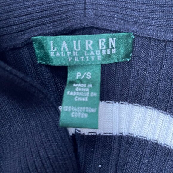 Lauren Ralph Lauren Womens Striped Ribbed Pullover Sweater Petite Small Black - Picture 4 of 9